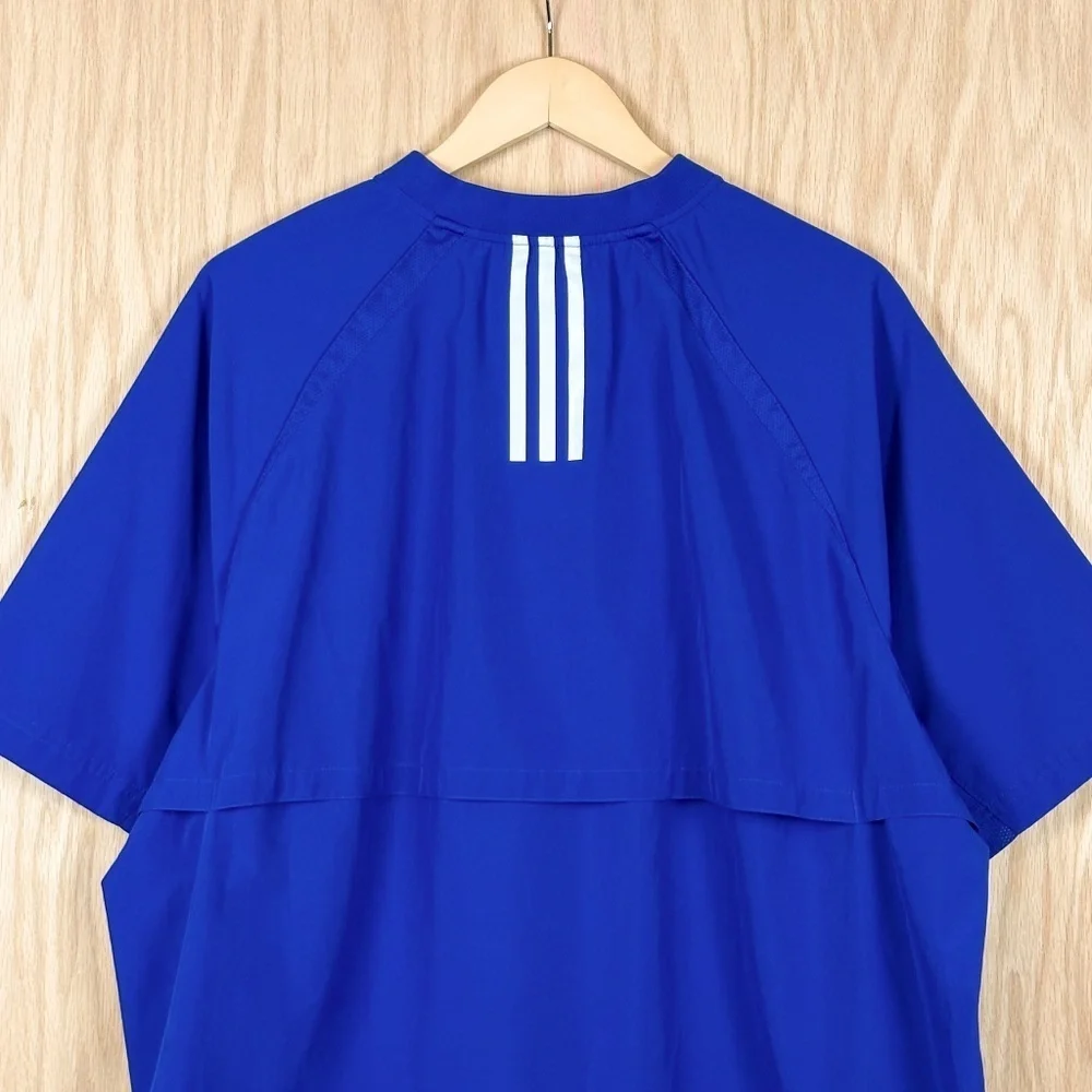 Adidas Blue Quarter Zip Short Sleeve Windbreaker Pullover